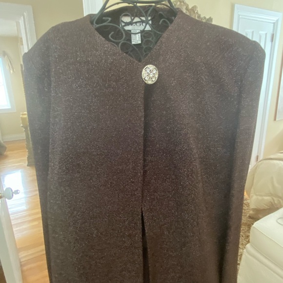 Palazzo pant suit with metallic long jacket. - Picture 4 of 4